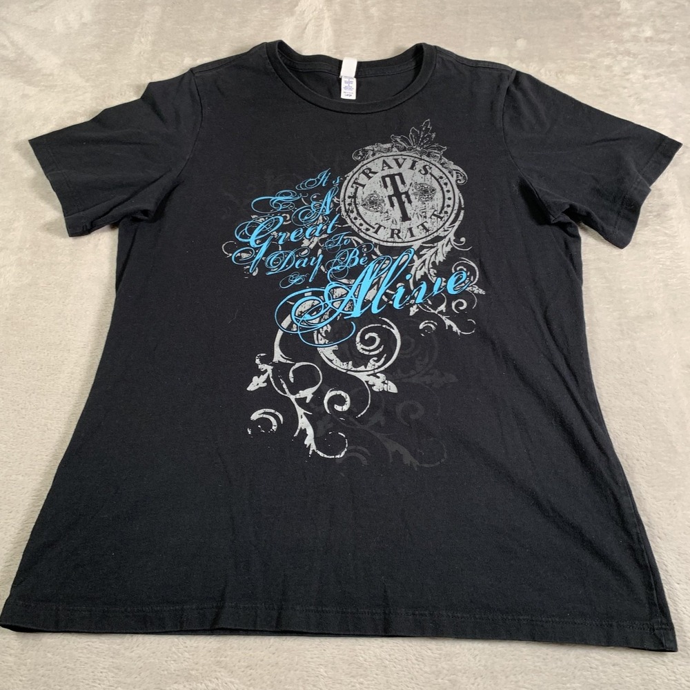 Travis Tritt Shirt Womens Large Black‎ Great Day To Be Alive Graphic Tee Country